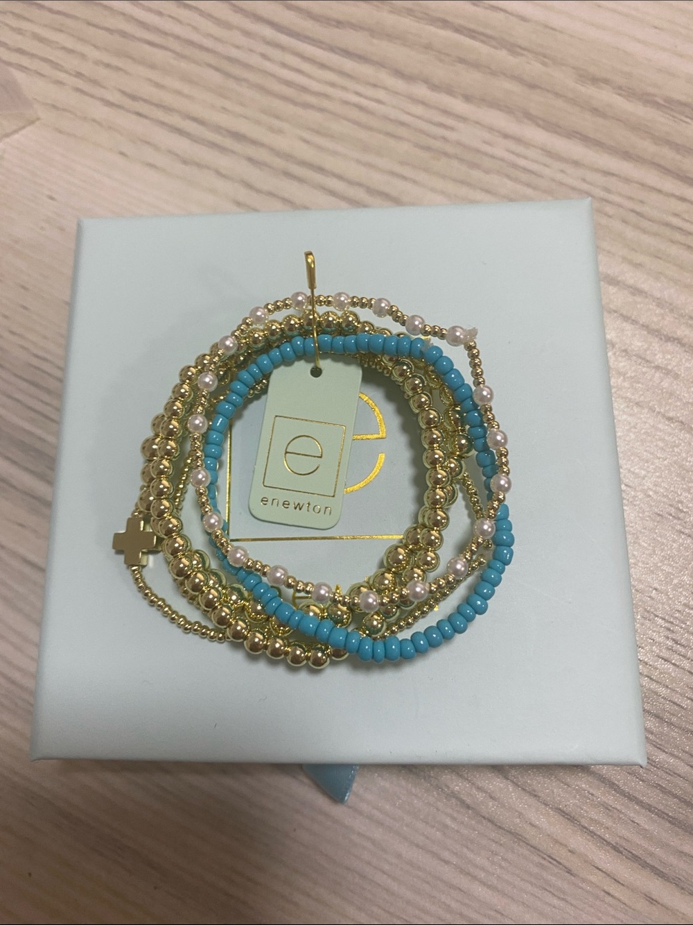Enewton Gold & Turquoise Multi-Strand Beaded Bracelet